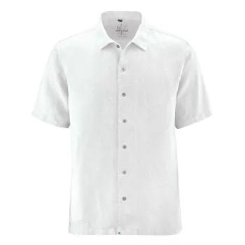 Chemise homme manches courtes 100% chanvre blanche