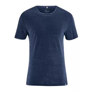 Tee-shirt jersey homme uni col rond manches courtes chanvre bleu marine