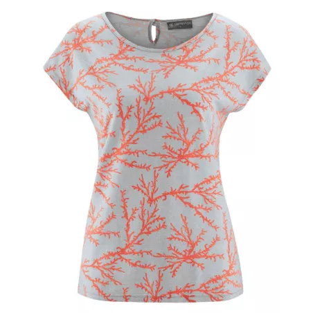 Tee-shirt femme manches courtes imprimé corail