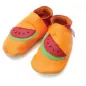 Chaussons cuir souple orange Melon