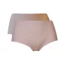 Lot de 2 boxers femme coton bio 1 uni et 1 imprimé rose