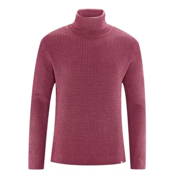 Pull col roulé chanvre et coton biologique rouge tinto