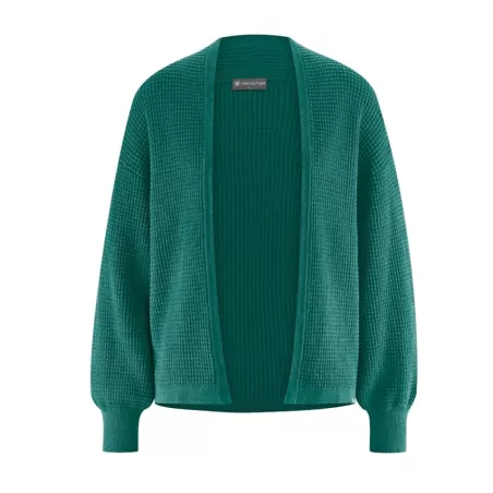 Pull cardigan chanvre et coton biologique vert spruc