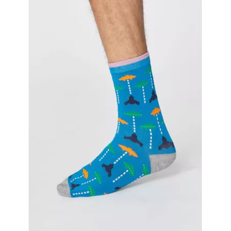 Chaussettes homme bleues marine en bambou et coton bio gaming