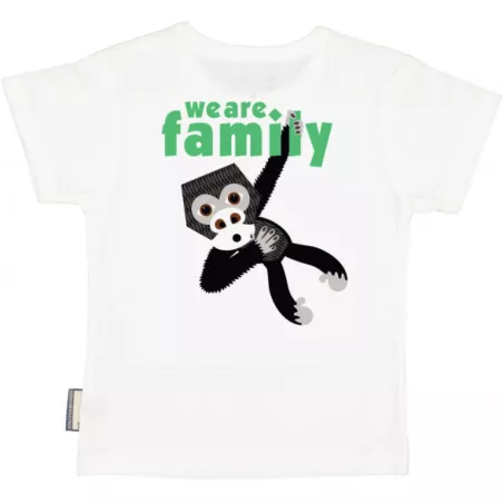 T-shirt coton bio blanc verso Gorille avec le soutien à l'association We are Family