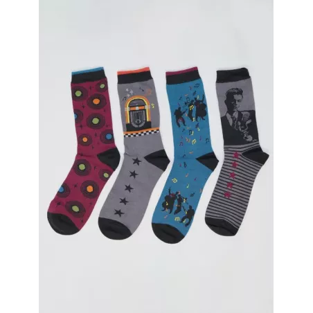 Coffrets cadeaux bio 4 paires de chaussettes homme en bambou thème jazz