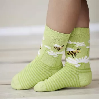 Paire de chaussettes en coton biologique avec motif abeilles et fleurs