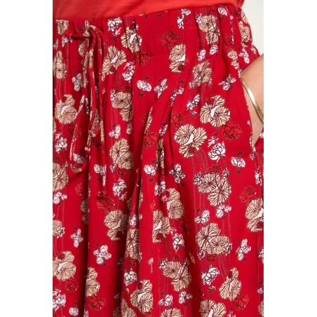 Jupe en 100 % de viscose EcoVero, motif à fleurs, rouge