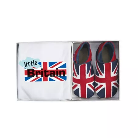 Set cadeau chaussons Union jack et t-shirt boite