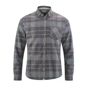 Chemise à carreaux couleur grise contrastée  coton bio et chanvre