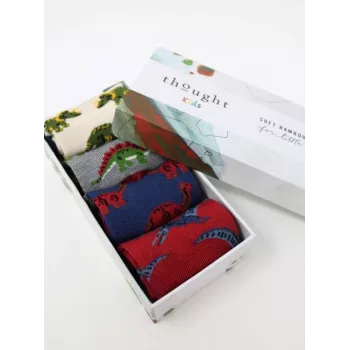 Boîte cadeau 4 paires de chaussettes dinosaures Bamboo pour bébé