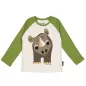 T-shirt vert manches longues raglan, coton bio rhinocéros