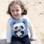 T-shirt bleu manches longues raglan, coton bio panda