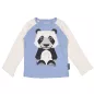 T-shirt bleu manches longues raglan, coton bio panda