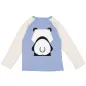 T-shirt bleu manches longues raglan, coton bio panda