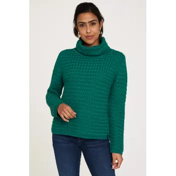 Pull femme vert, 100% coton bio tricoté