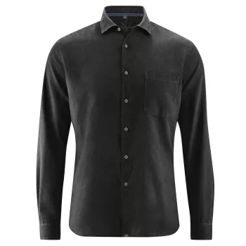 Chemise noire habillée manches longues chanvre et coton bio