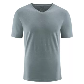 T-shirt gris titan chanvre manches courtes col V 