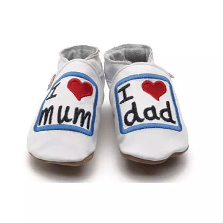 CHAUSSONS CUIR SOUPLE STARCHILD I love mum & dad 1