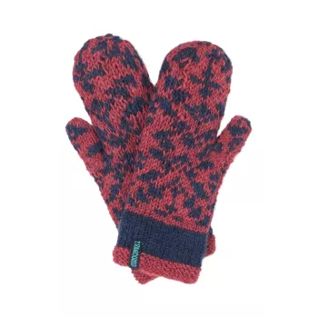 Gants en laine en tricot rouge rhubarbe