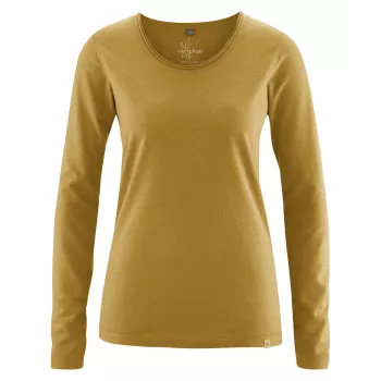 Haut femme couleur ocre coton bio et chanvre Lene