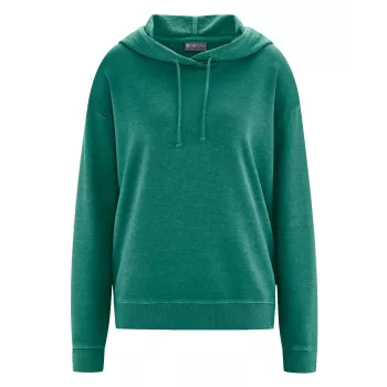 Sweat vert jungle à capuche femme coton bio chanvre