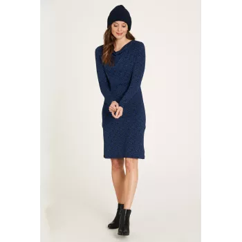 Robe manches longues bleu avec imprimé en coton bio