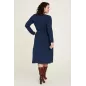 Robe longue, col rond, bleu avec imprimé en coton bio