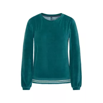 Sweat femme effet velours vert coton bio