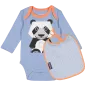 Body panda manches longues et bavoir coton bio