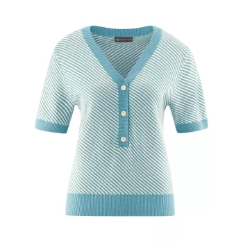 Tricot manches courtes chanvre bleu couleur vague