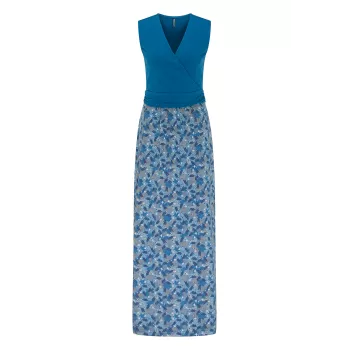 Robe jersey bleue floraison