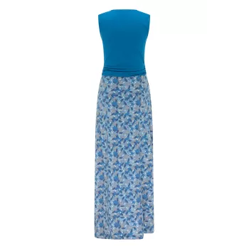 Robe jersey bleue floraison