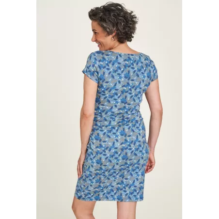 Robe jersey bleue floraison