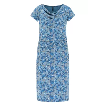 Robe jersey bleue floraison