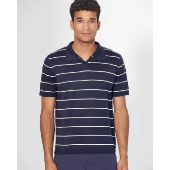 Polo bleu marine hommeen maille, chanvre et coton bio