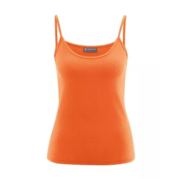 Top moulant couleur mandarine bretelles coton bio chanvre