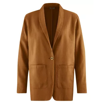 Blazer bio couleur amande chanvre, mode éthique femme