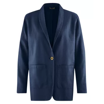 Blazer bio bleu marine chanvre, mode éthique femme