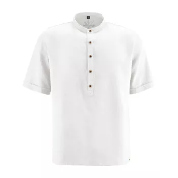 Chemise blanche tissée bio col montant