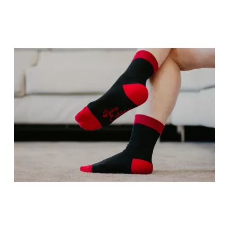 Chaussettes noires et rouge coton bio