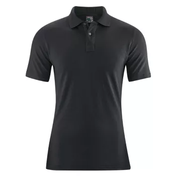 Polo vintage coton bio et chanvre noir