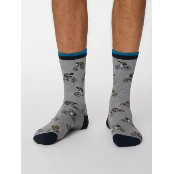 Chaussettes bleues ou grises avec imprimés cyclistes