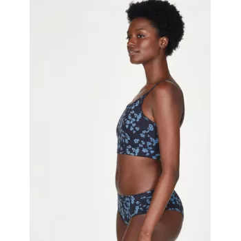 Brassière bleu marine imprimé fleuris bambou