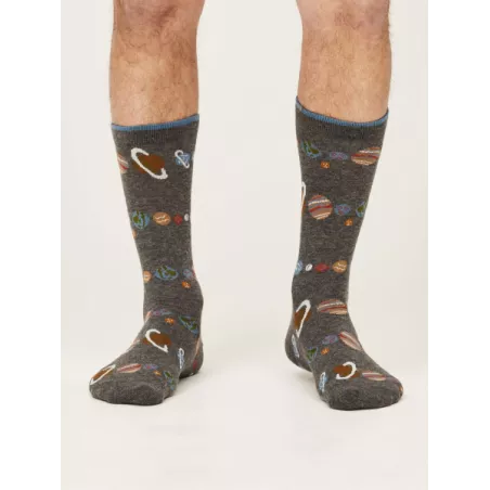 Chaussettes gris foncé imprimé  Planètes Galaxie