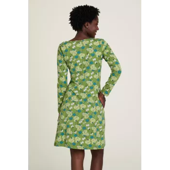 Robe jersey verte fleurie de dos 