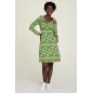 Robe en jersey femme verte  col  cascade 