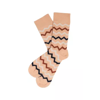 chaussettes beige rayures bleues,oranges et blanches   