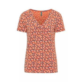 Chemise en jersey col V motif songbird