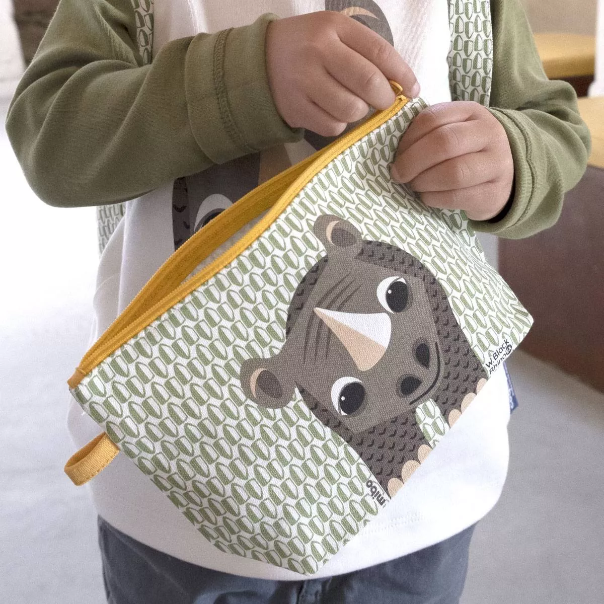 Trousse coton bio Rhinocéros